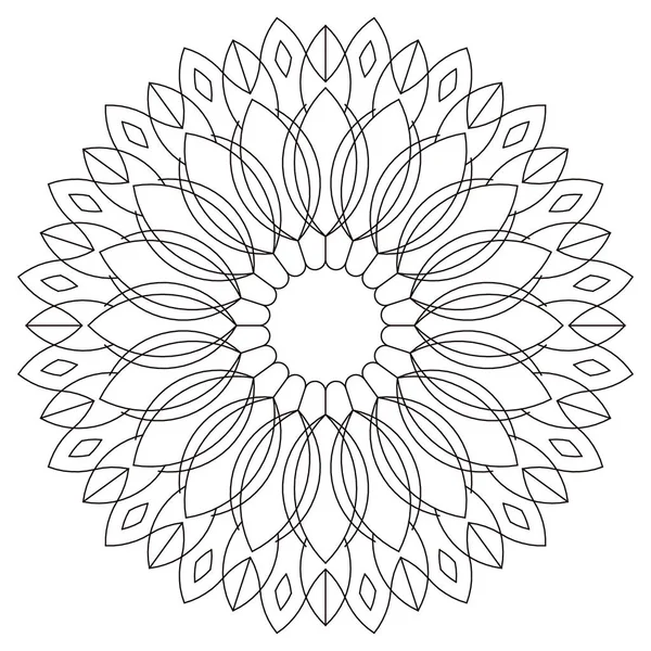 Mandala Art Einfache Malvorlagen Für Erwachsene Abstrakte Kreisförmige Komposition Schwarz — Stockvektor