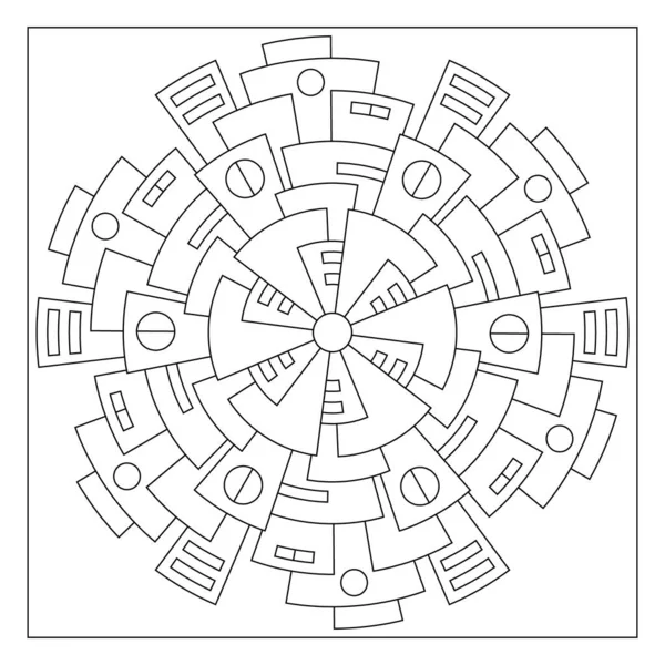 Simple Mandala Design Colour Простые Раскраски Страниц Старших Шестиугольный Рисунок — стоковый вектор