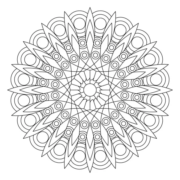 Mandala Arte Simple Para Colorear Páginas Para Adultos Composición Circular — Archivo Imágenes Vectoriales