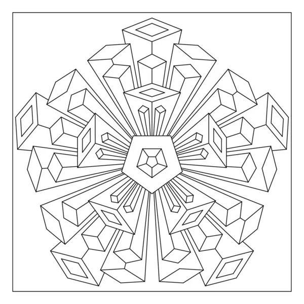 Simple Mandala Design Colour Простые Раскраски Страниц Старших Пятиугольная Звезда — стоковый вектор