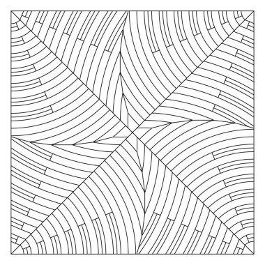Döşeme deseni tasarımı. Kesişen ve kesişen dairelerin 4 kopyasının düzenlenmesi. Doku, yüzey elementi ve # 300 boyası için uygun. EPS8.