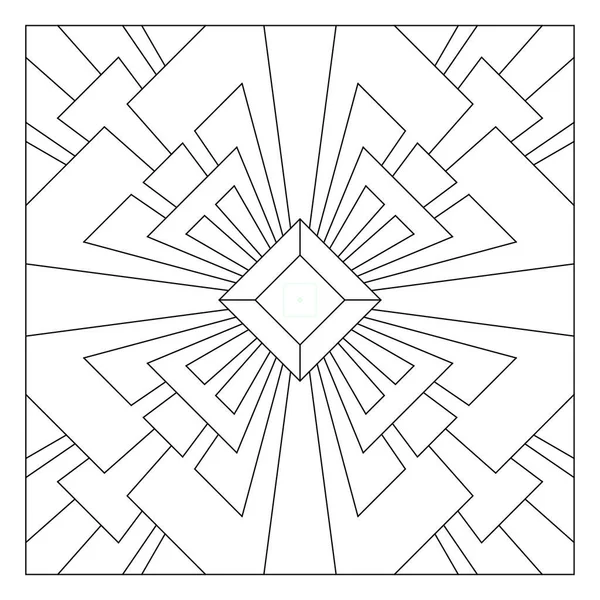 Yaşlılar ve yetişkinler için kolay boyama sayfaları. Döşeme deseni tasarımı. Kiremit kare formunda kağıt çarşafların çeşitli şekillerindeki 4 katlı dönme simetrisinin bileşimi. EPS8 dosyası. 322 numara.