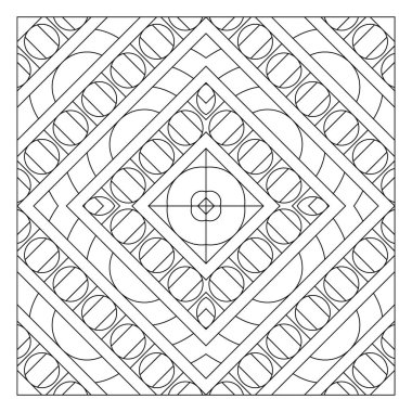 Döşeme deseni tasarımı. Kesişen ve üst üste binen elmasların ve dairelerin bileşimi. Doku, yüzey elementi ve # 292 EPS8 rengine uygun.