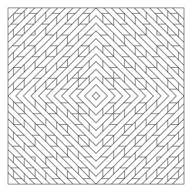 Yaşlılar ve yetişkinler için kolay boyama sayfaları. Döşeme deseni tasarımı. Elmas şeklinde kesişen ve kesişen çizgilerin bileşimi. EPS8 dosyası. 290 numara.