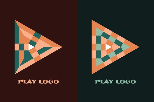 Логотип Видео Два Красивых Плоских Логотипа Треугольной Кнопкой Игры Сложенных — стоковый вектор
