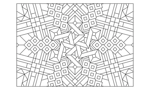 Yetişkinler için manzara boyama sayfaları. Renk- # 228 Renklendirme Sayfası altıgen mandala ve arka planda çizgili desenler var. EPS8 dosyası.