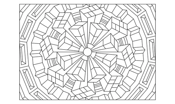 어른들을 페이지 Coling 236 Octagonal Mandala Coloring Page Eps8 — 스톡 벡터