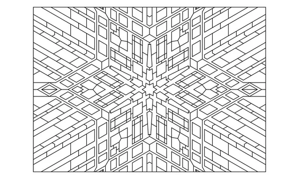 Landskap Målarbilder För Vuxna Färgning 332 Färgläggning Sida Hexagonal Mandala — Stock vektor