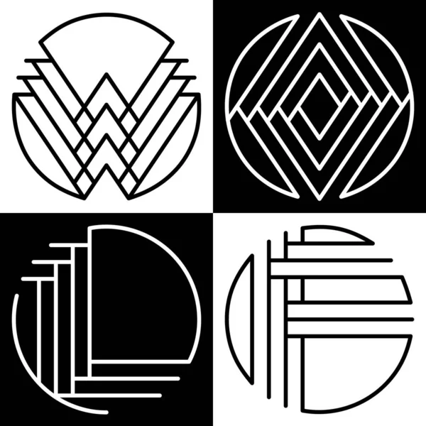 Simple Black White Patterns 2X2 Black White Squares Decorated Letters – Stock-vektor