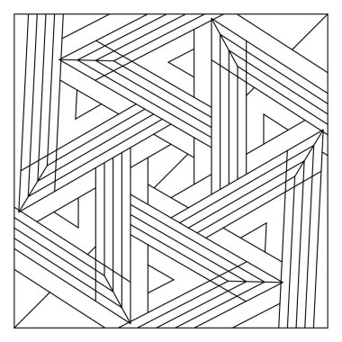 Yetişkinler için eğlenceli boyama sayfaları. Renk- # 262. Altıgen geometrik soyut çizgilerin ya da kurdelelerin döşeme deseni bileşimi. EPS8 dosyası.