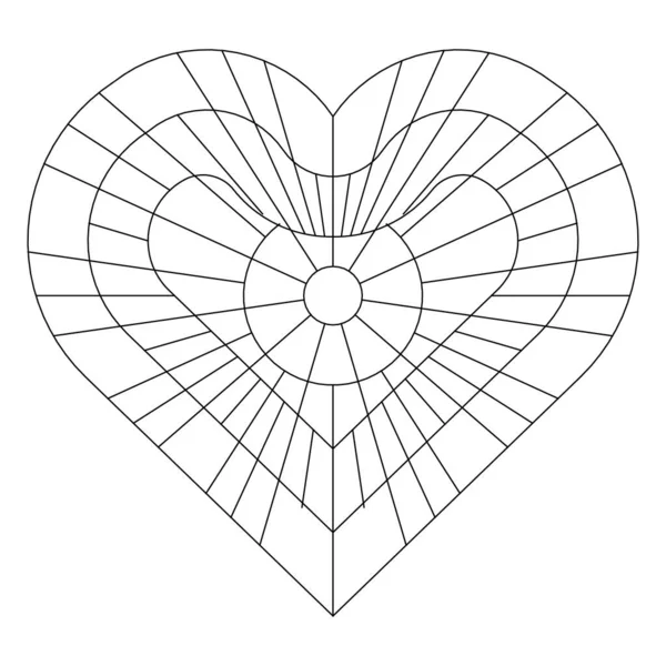 Patrón Cuadrado Forma Corazón Adorno Decorativo Estilo Line Art Sol — Vector de stock