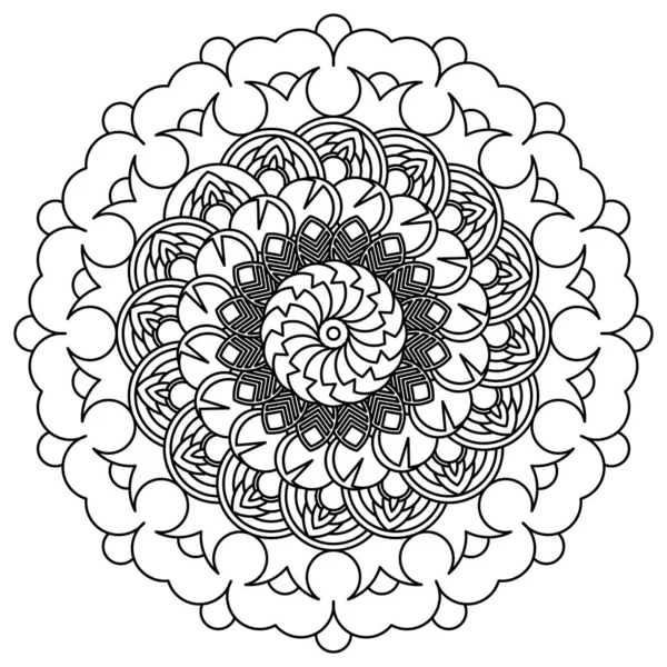 Floral Mandala Kunst Einfach Line Art Stil Blumenblütenkritzelillustration Für Erwachsene — Stockvektor