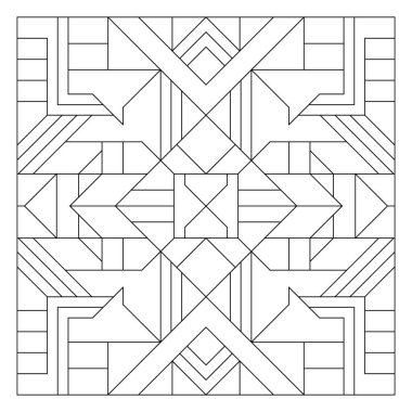 Kare çerçeve. Çizgi Sanatı tarzında dekoratif süs. Soyut geometrik karalama çizimi. EPS8 'de stres önleyici boyama kitabı sayfası. 414 numara.