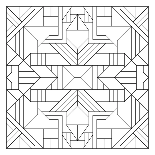 Kwadratowy Wzór Dekoracja Sztuki Stylu Line Art Streszczenie Geometrycznej Ilustracji — Wektor stockowy