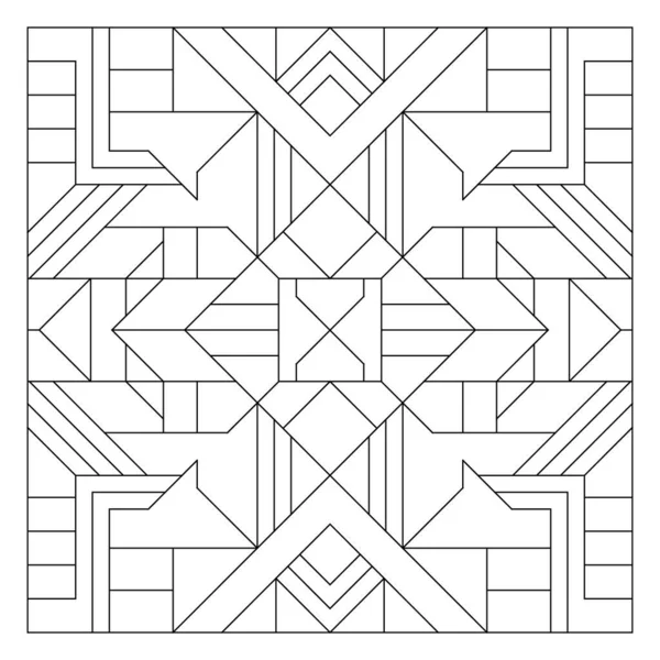 Patrón Marco Cuadrado Adorno Decorativo Estilo Line Art Ilustración Geométrica — Vector de stock