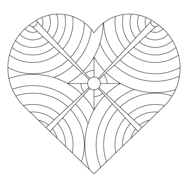 ハートの形をした正方形のパターン ラインアートスタイルの装飾品 抽象円のドアイラスト バレンタインデーのヒップスターカップルのための抗ストレス着色本のページの贈り物 Eps8 419 — ストックベクタ