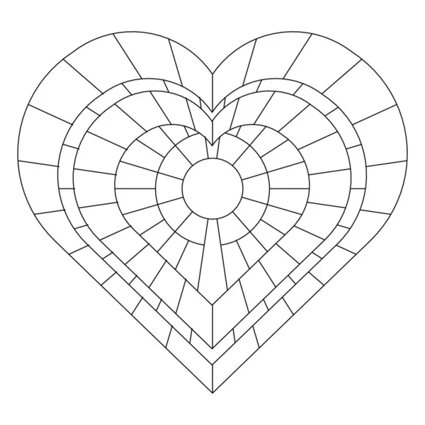 Square Pattern Shape Heart Decorative Ornament Line Art Style Abstract — Wektor stockowy