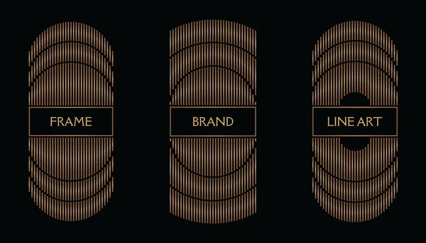 Collection Labels Frames Packaging Luxury Product Golden Linear Style Design — стоковый вектор