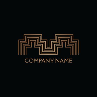 Altın çizgili modern harf logosu M, sanat tarzı. Kişisel ve şirket markalaşması için güzel logot tasarımları. EPS10 #04