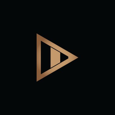 Video için logo. D harfli Gold Play Button. Kişisel ve şirket markası için ilk tasarımlar negatif uzay logosu. EPS10 #01