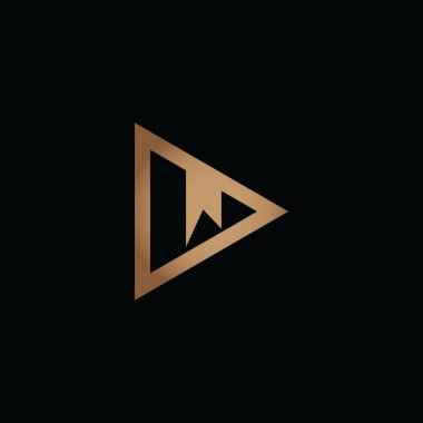 Video için logo. Üzerinde W harfi logosu olan Gold Play Button. Kişisel ve şirket markası için ilk tasarımlar negatif uzay logosu. EPS10