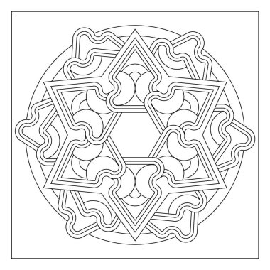 Mandala deseni altıgen şeklinde. Yetişkinler için boyama sayfası. Dijital detoks için uygun. EPS8 #444