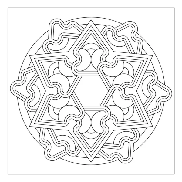 Patrón Mandala Forma Hexagonal Página Para Colorear Para Adultos Adecuado — Vector de stock