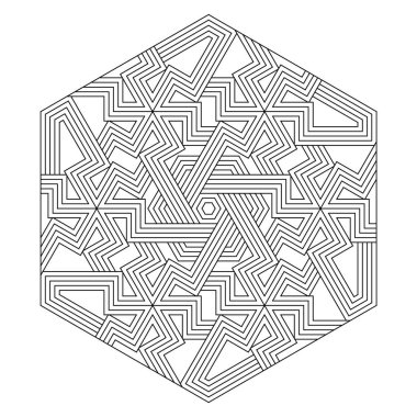 Altıgen şeklinde çizgili zig-zag deseni. Yetişkinler için boyama sayfaları. Dijital detoks. EPS8 #467
