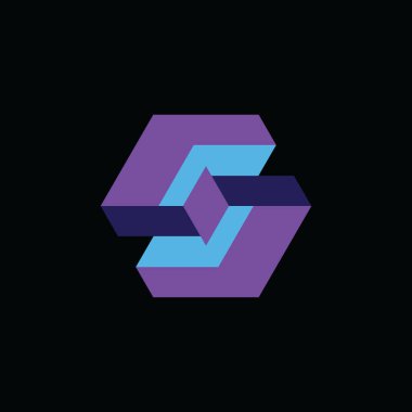 Altıgen şekilli, elmas şekilli, 3 boyutlu S harfi logosu. Kişisel ve şirket markalaşması için basit bir logot tasarımı. EPS8