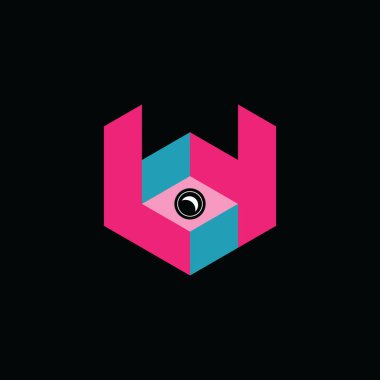 Tek gözlü mobese robotu logosu. Kişisel ve şirket markaları için basit robot yüz çizimi tasarımı. EPS8