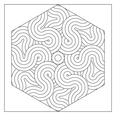 Eriştelerle dolu altıgen bir kutu çiziyorum. Stres önleyici erişte. Dijital detoks için kolay boyama sayfası. EPS8 #481
