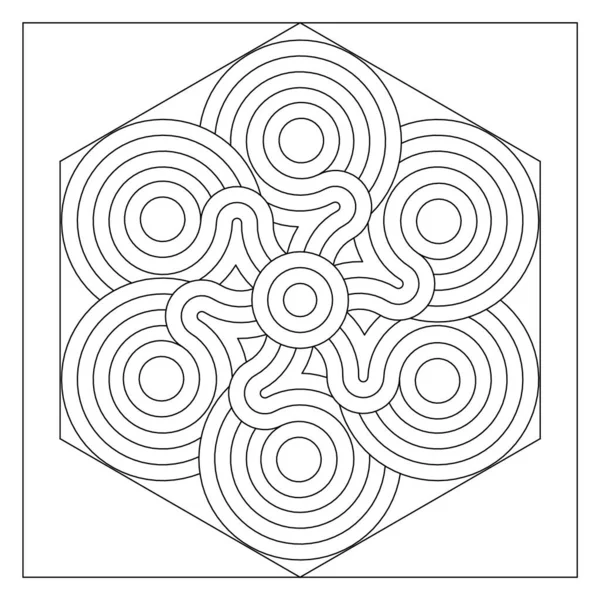 Простые Каракули Шестиугольной Коробки Содержащие Абстрактный Цветок Простая Раскраска Страницы — стоковый вектор