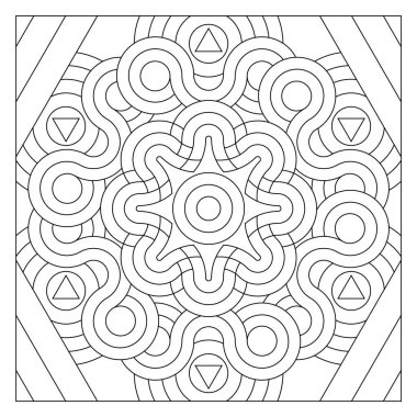 Basit bir altıgen çerçevesinde eğri çizgiler çizmek. Dijital detoks için kolay boyama sayfası. EPS8 #484