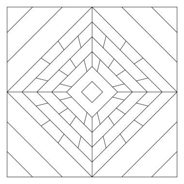 Ortasında elmas şeklinde bir delik olan bir elmas oluşturmak için çizgiler çiziyor. Dijital detoks için kolay boyama sayfası. EPS8 #493