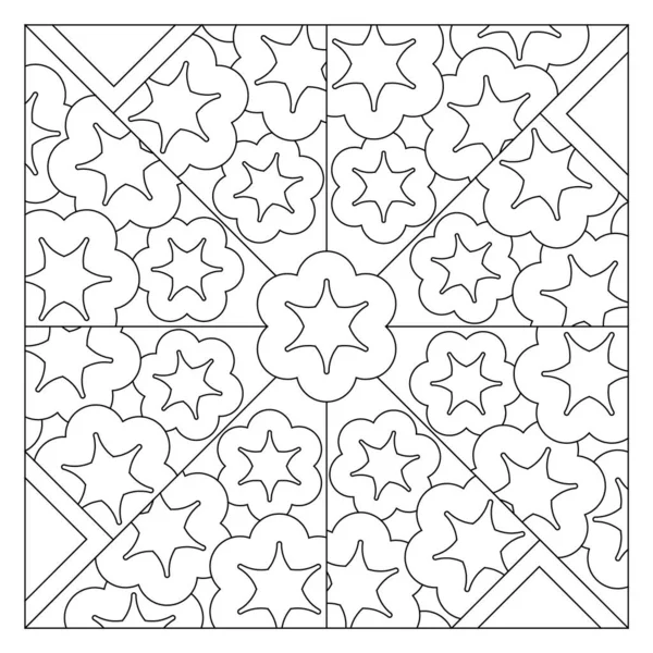 Image Eight Slices Cloud Pattern Hexagon Stars Fun Coloring Page — Stock Vector