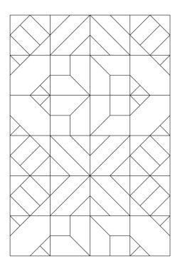 Dört çeşit fayans kutusundan oluşan bir motif. Dijital detoks için kolay boyama sayfası. Stres önleyici EPS8 # 516