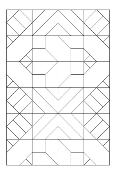 Motif Composed Four Variations Tile Boxes Easy Coloring Page Digital — Stok Vektör