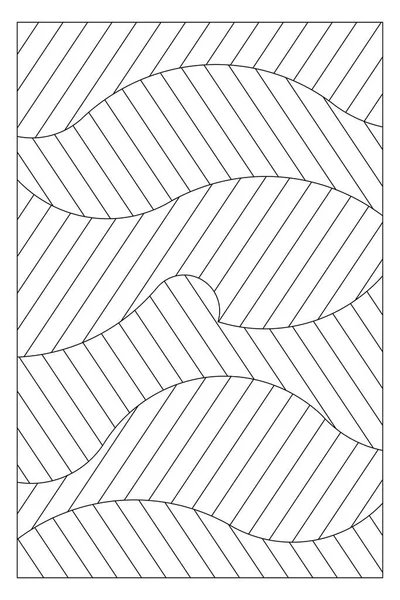 Eğimli çizgili çizgilerle altı katmanlı dalga biçimleri çiziyor. Dijital detoks için boyama sayfaları. Siyah ve beyaz. Stres önleyici. EPS8 #554