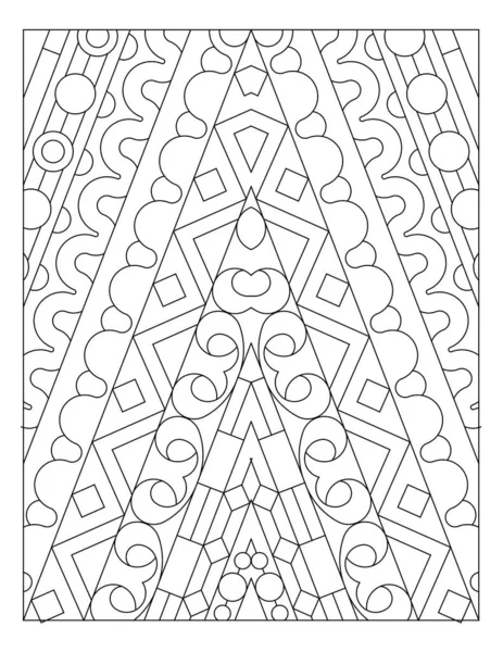 Drawing Ornaments Arranged Triangular Shapes Coloring Page Adults Digital Detox — Vector de stock