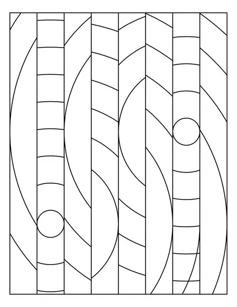 Easy Adult Coloring Page Pieces Form Two Concentric Circles Black — Image vectorielle