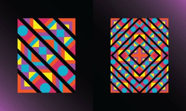 Kapak Sanatı için rastgele çapraz stil Renk Blokları. Web arkaplanı, poster sanatı, dergi, davetiye, VIP kartı, duvar kağıdı, etiket, baskı için uygun renkli geometrik desen. EPS8 #16