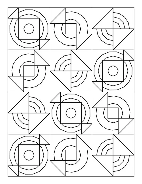 Volwassen Kleurplaat Van Concentrische Cirkels Muurschilderingen Zwart Wit Patroon Verlicht — Stockvector