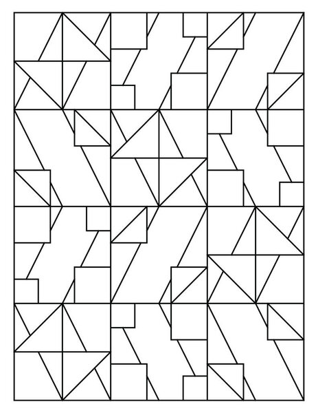 Adult coloring page of geometric mural art. Black and white pattern. Relieve stress and anxiety. EPS8 #564