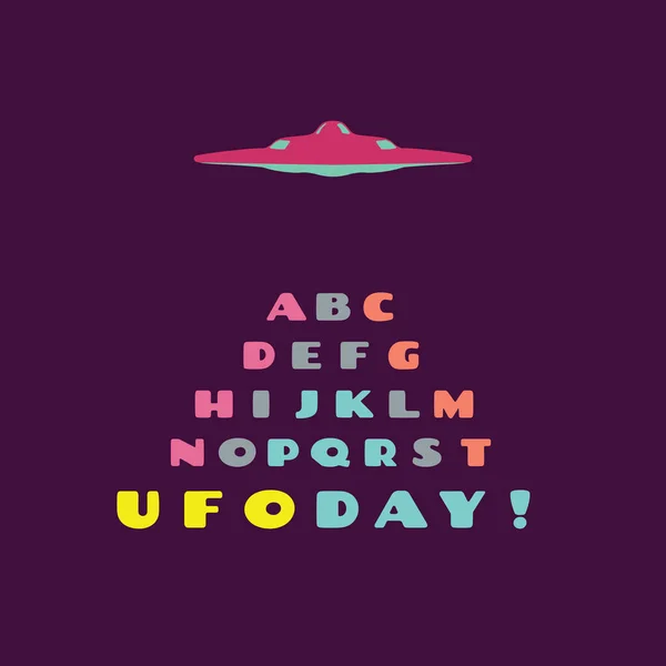 Ufo 기념행사 만화에서 알파벳 게임을 Ufo 이미지 Eps8 — 스톡 벡터