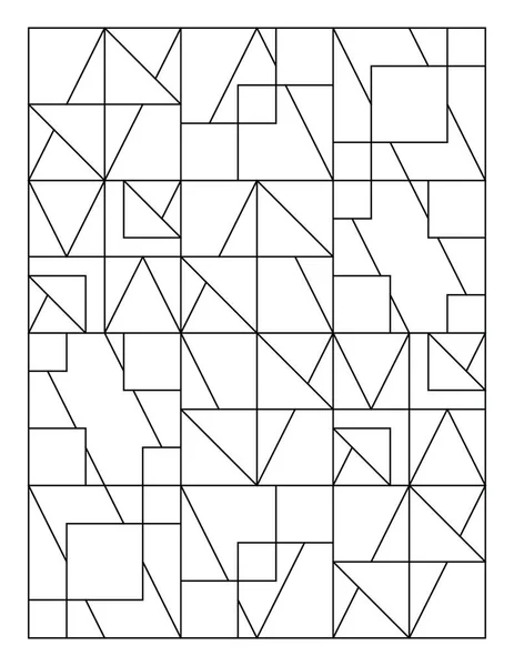 Easy Adult Coloring Page Geometric Mural Art Black White Pattern — Stockvektor