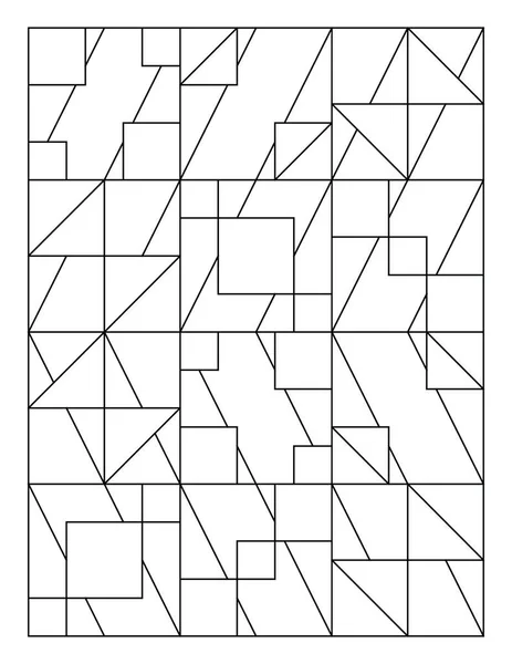 Röntgen resimlerinin kesişen coğrafi şekilli yetişkin boyama sayfası. Siyah ve beyaz desenli. Stres ve kaygı giderici. EPS8 #567