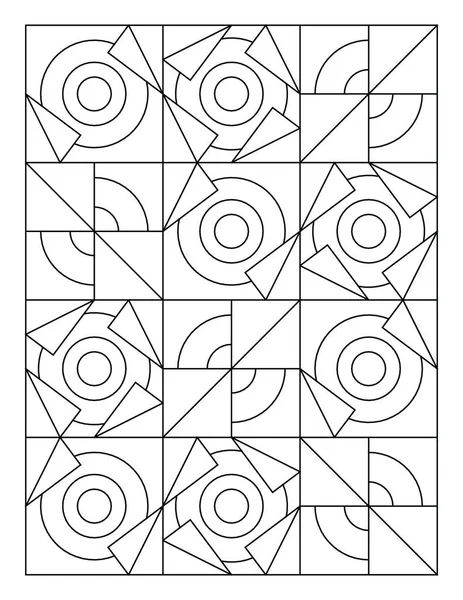 Volwassen Kleurplaat Van Geo Puzzel Ontwerp Met Cirkel Vormen Spelen — Stockvector