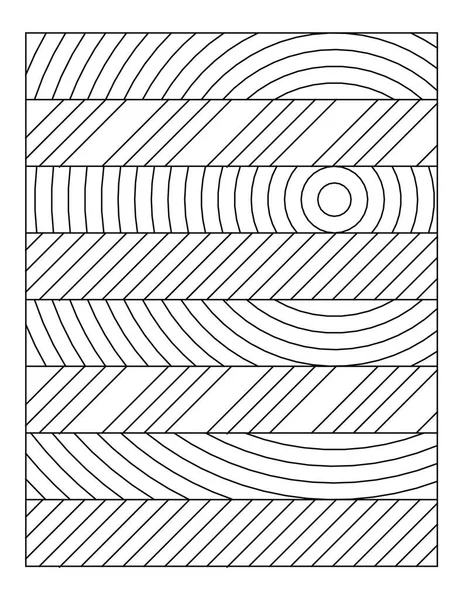 Boyama sayfası. Eş merkezli bir çemberle kesişen kesikler. Siyah ve beyaz desenli. Stres ve kaygı giderici. Duvar resmi tasarımı. EPS8 #580