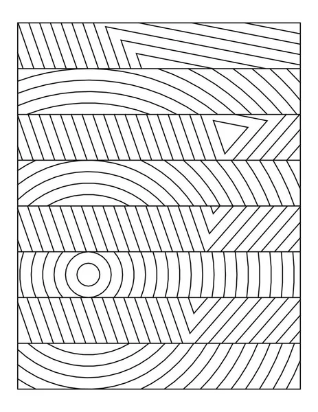 Kleurplaten Horizontale Stukken Die Concentrische Cirkel Driehoek Vormen Zwart Wit — Stockvector