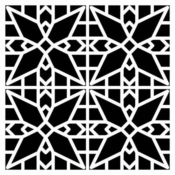 Decorative Stencil Pattern Decorative Abstract Floral Shapes Black White Pattern — Stock Vector